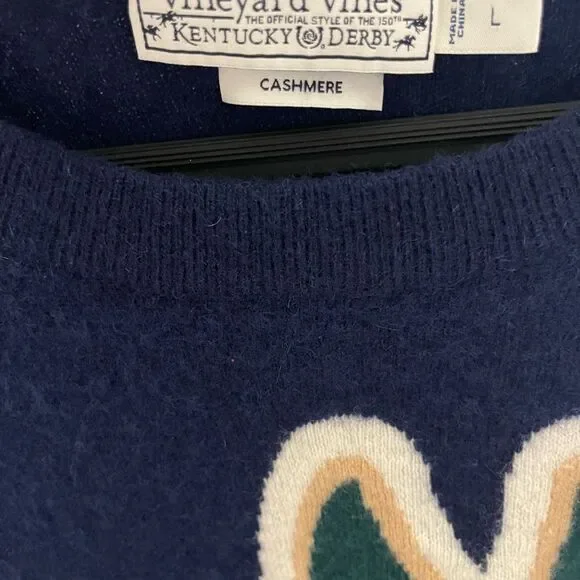 VINEYARD VINES KENTUCKY DERBY Horse Print Cashmere Sweater - Picture 3 of 4